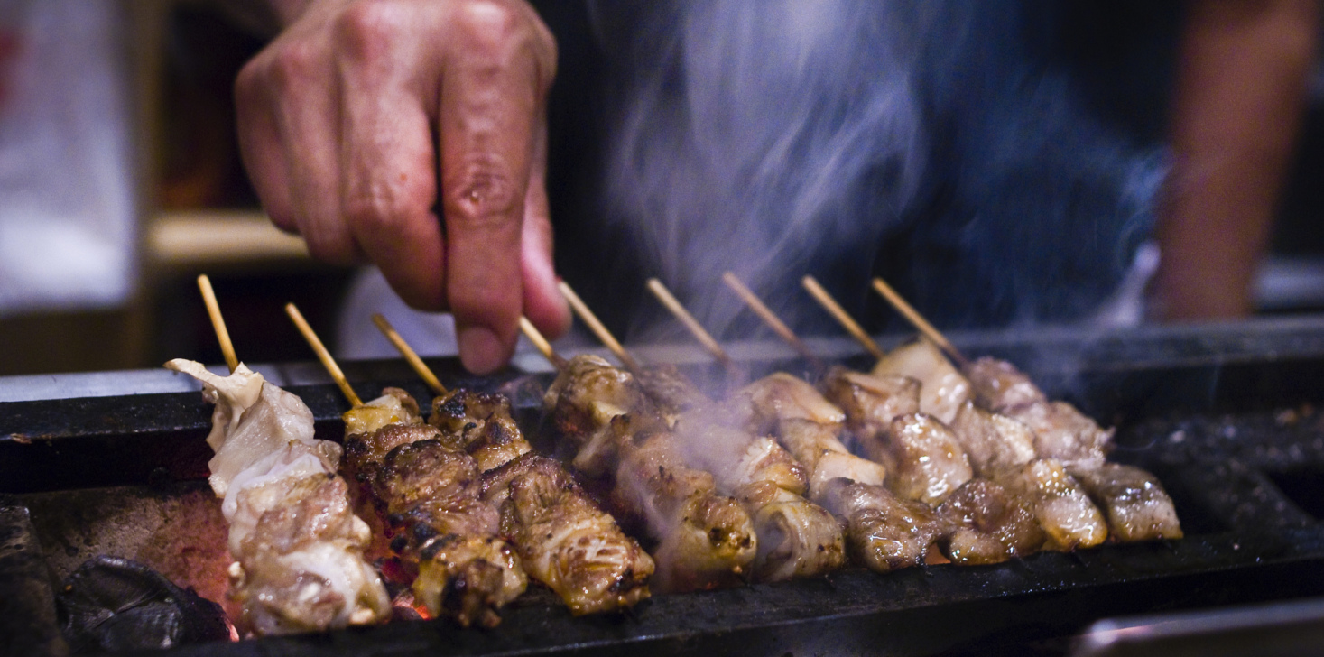 Yakiton pork skewers