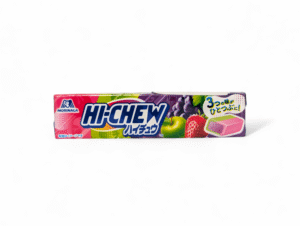 Hi-Chew godis från Morinaga med smak av druva, jordgubb och äpple – japanskt fruktgodis i tuggform