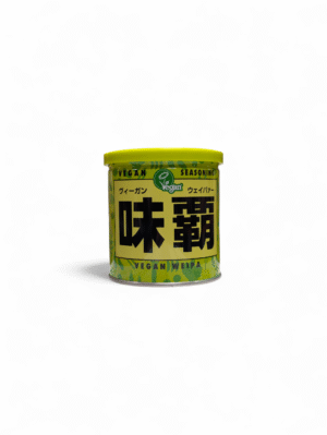 Gul och grön burk med Vegan Weipa, vegansk buljong från Japan