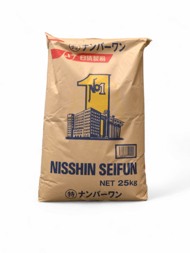 Säck med Nisshin Seifun Vetemjöl No.1 – perfekt för ramenproduktion, 25 kg