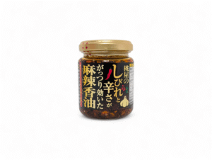 Burk med japansk Momoya Mala Chili Oil med sichuanpeppar och vitlök
