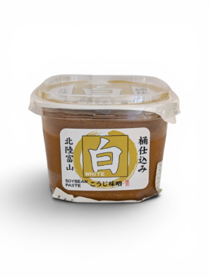 Förpackning med japansk white koji miso sojabönspasta från Hokuriku Toyama